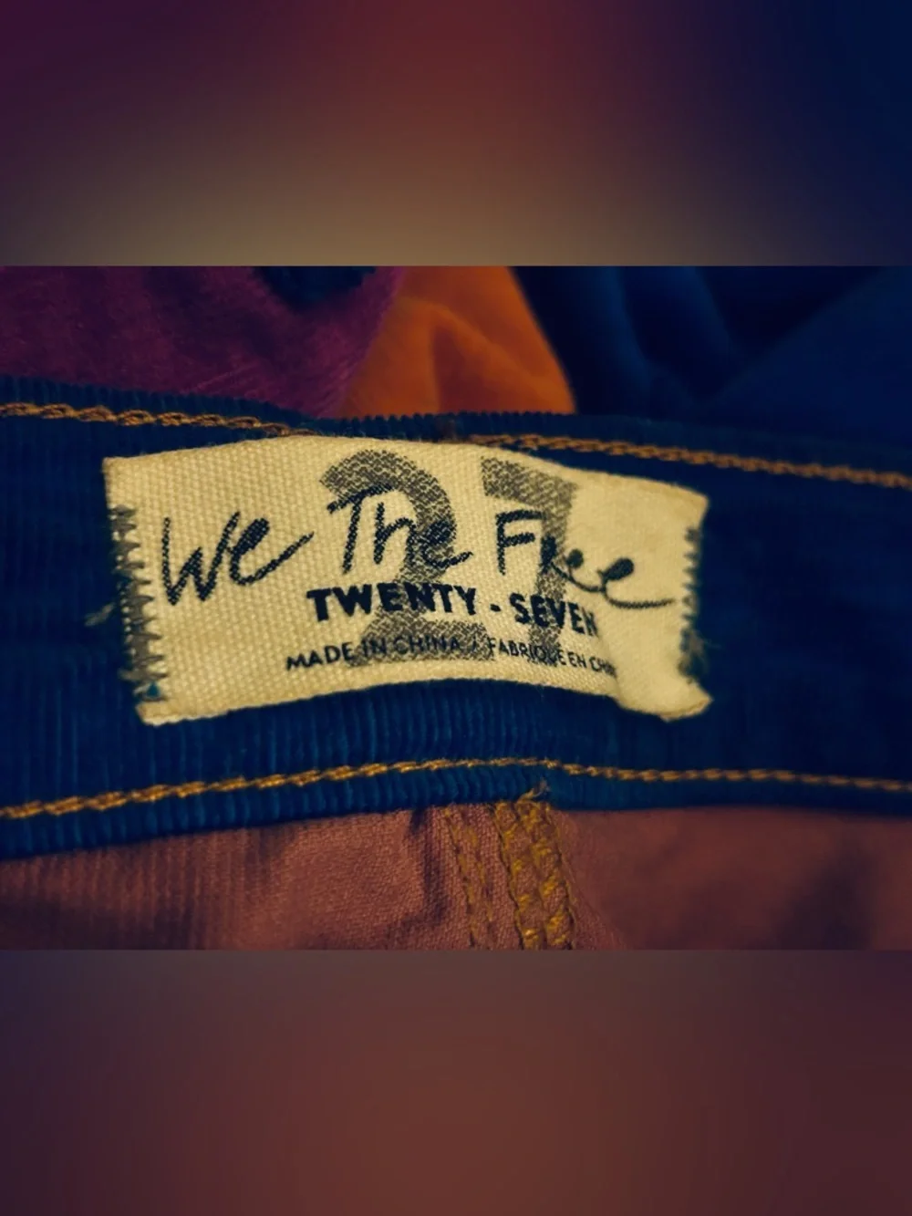 Supernova Rainbow We the Free 27 Small Corduroy Pants Stars Flowers Wide Leg - Picture 14 of 16